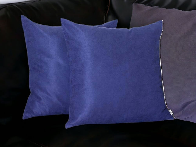 Set Of Two 22" X 22" Navy Blue Polyester Zippered Pillow Cover
