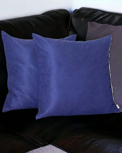 Set Of Two 22" X 22" Navy Blue Polyester Zippered Pillow Cover