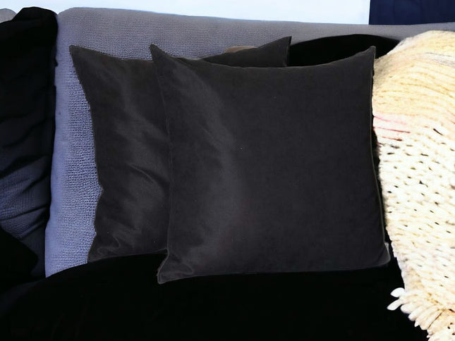 Set Of Two 22" X 22" Black Polyester Zippered Pillow Cover