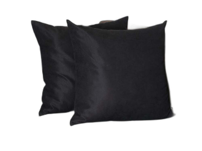 Set Of Two 22" X 22" Black Polyester Zippered Pillow Cover