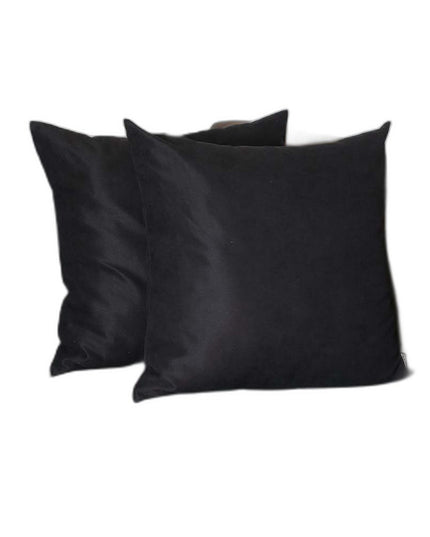 Set Of Two 22" X 22" Black Polyester Zippered Pillow Cover