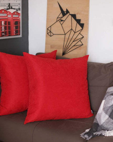 Set of Two 22" Red Throw Pillow Covers