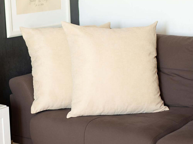 Set Of Two 22" X 22" Beige Polyester Zippered Pillow Cover
