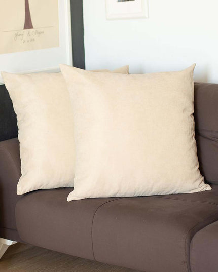 Set Of Two 22" X 22" Beige Polyester Zippered Pillow Cover