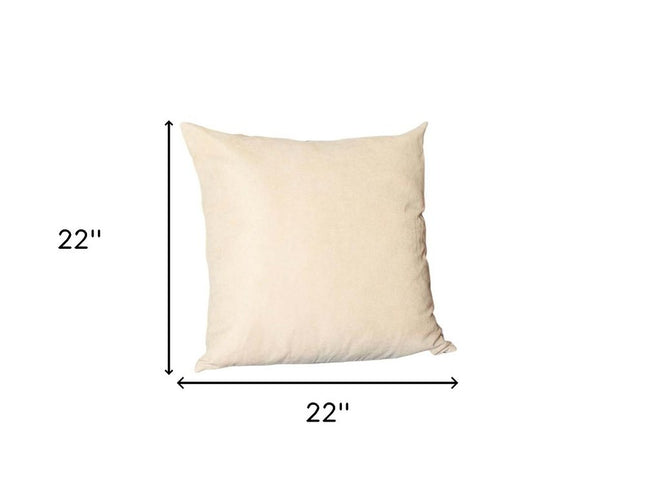 Set Of Two 22" X 22" Beige Polyester Zippered Pillow Cover