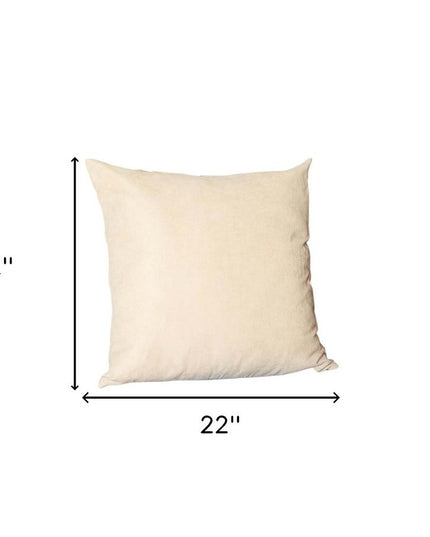 Set Of Two 22" X 22" Beige Polyester Zippered Pillow Cover