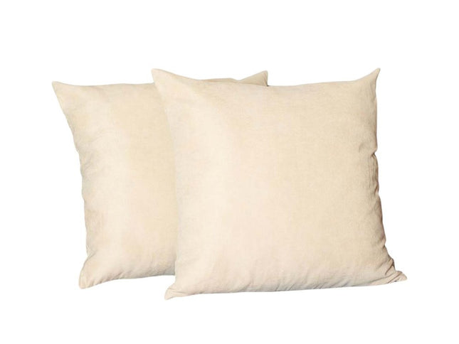 Set Of Two 22" X 22" Beige Polyester Zippered Pillow Cover