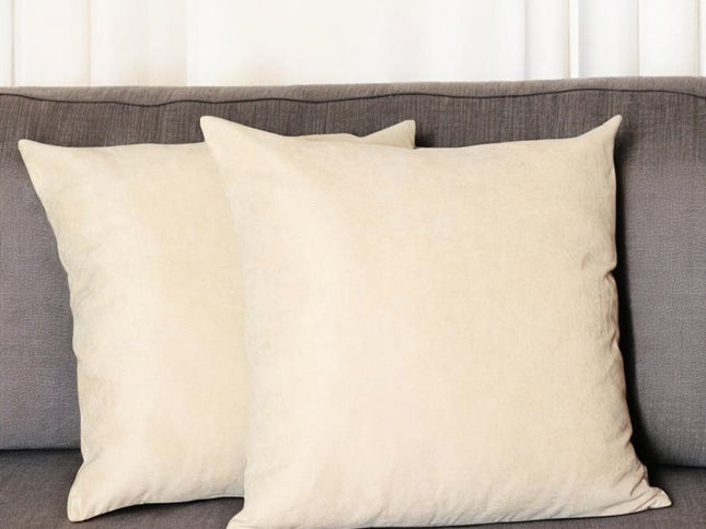 Set Of Two 22" X 22" Beige Polyester Zippered Pillow Cover