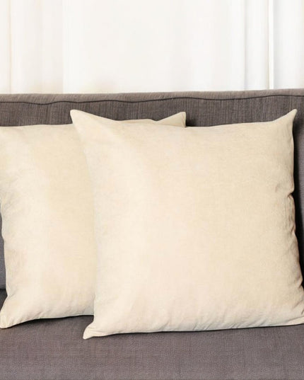 Set Of Two 22" X 22" Beige Polyester Zippered Pillow Cover