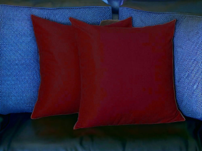 Set Of Two 26" X 26" Claret Red Polyester Zippered Pillow Cover
