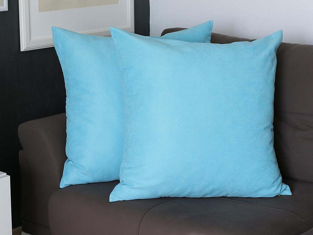 Set Of Two 26" X 26" Sky Blue Polyester Zippered Pillow Cover