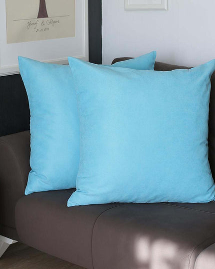 Set Of Two 26" X 26" Sky Blue Polyester Zippered Pillow Cover