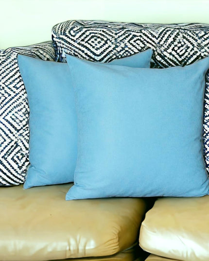 Set Of Two 26" X 26" Sky Blue Polyester Zippered Pillow Cover