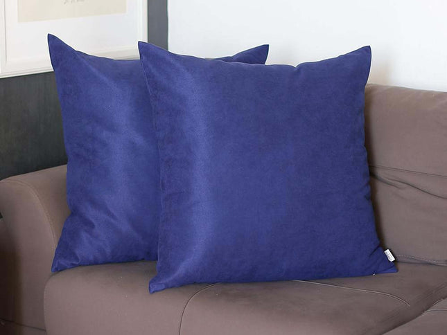Set Of Two 26" X 26" Navy Blue Polyester Zippered Pillow Cover