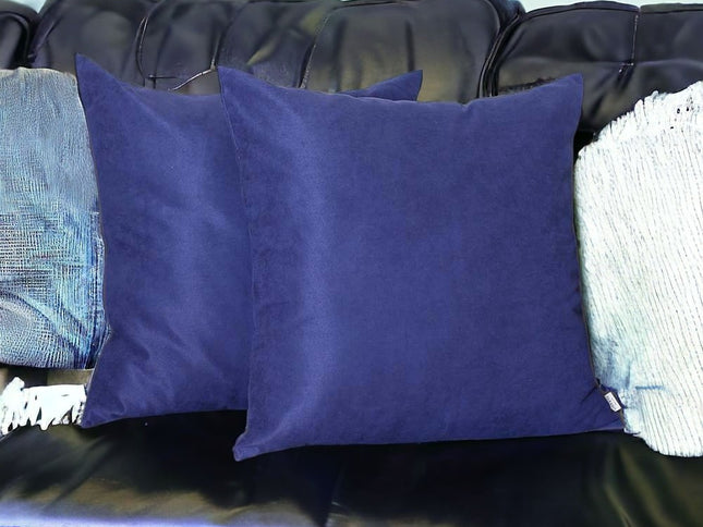 Set Of Two 26" X 26" Navy Blue Polyester Zippered Pillow Cover