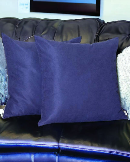 Set Of Two 26" X 26" Navy Blue Polyester Zippered Pillow Cover