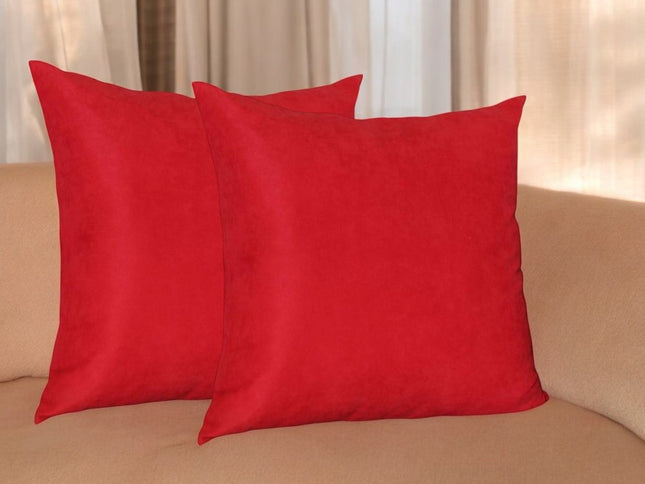 Set of Two 26" Red Euro Throw Pillow Covers