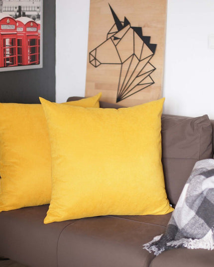 Set Of Two 26" X 26" Yellow Polyester Zippered Pillow Cover