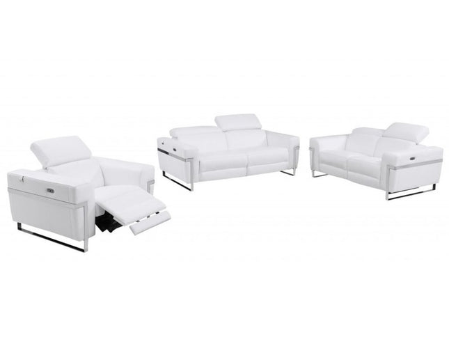 Three Piece White Italian Leather Six Person Seating Set
