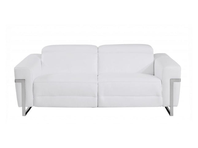 Three Piece White Italian Leather Six Person Seating Set