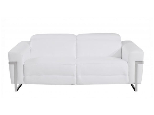 Two Piece White Italian Leather Five Person Seating Set
