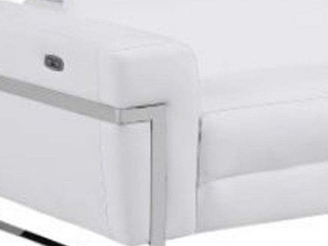 Two Piece White Italian Leather Five Person Seating Set