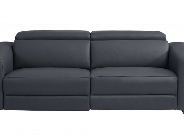 Three Piece Indoor Dark Gray Italian Leather Six Person Seating Set