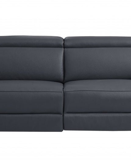 Three Piece Indoor Dark Gray Italian Leather Six Person Seating Set