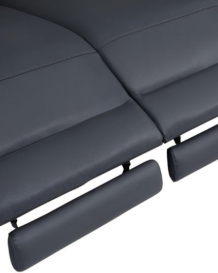 Two Piece Indoor Dark Gray Italian Leather Five Person Seating Set