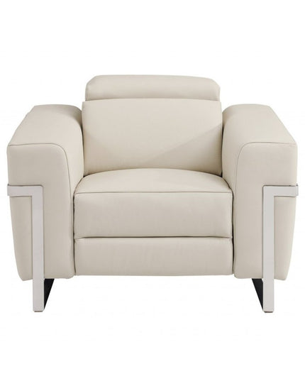 Three Piece Indoor Beige Italian Leather Six Person Seating Set