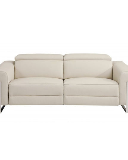 Three Piece Indoor Beige Italian Leather Six Person Seating Set