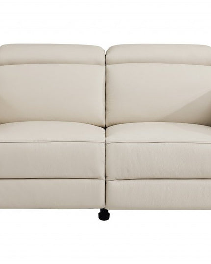 Two Piece Indoor Beige Italian Leather Five Person Seating Set