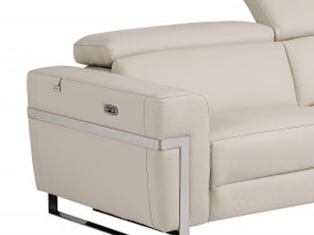 Two Piece Indoor Beige Italian Leather Five Person Seating Set