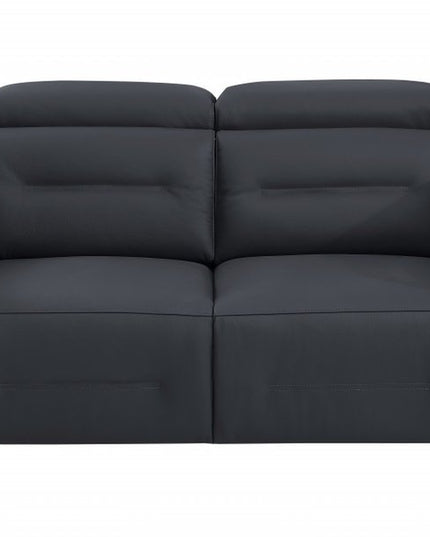 Three Piece Indoor Dark Gray Italian Leather Six Person Seating Set