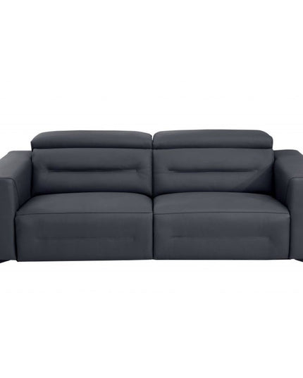 Two Piece Indoor Dark Gray Italian Leather Five Person Seating Set