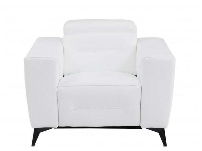 Three Piece White Italian Leather Six Person Seating Set