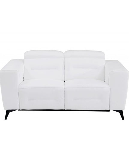 Three Piece White Italian Leather Six Person Seating Set
