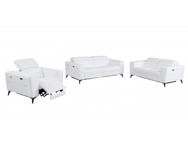 Three Piece White Italian Leather Six Person Seating Set