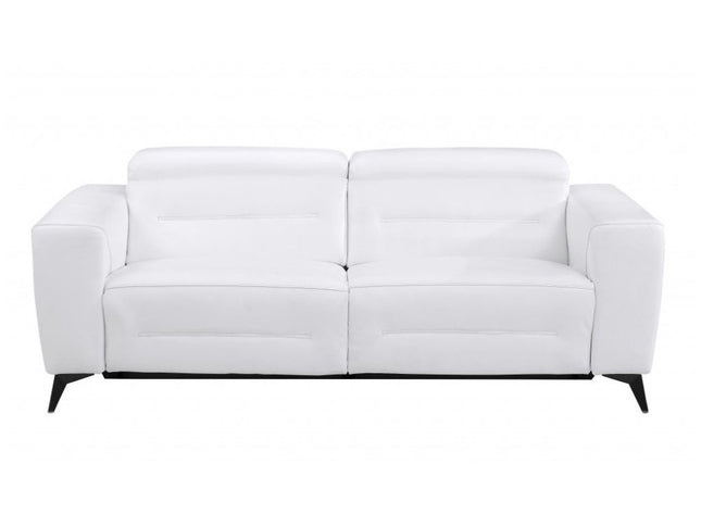 Two Piece White Italian Leather Five Person Seating Set