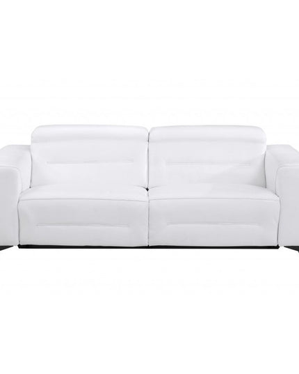 Two Piece White Italian Leather Five Person Seating Set