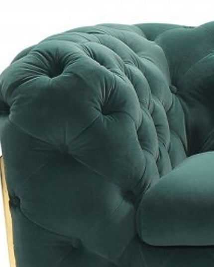 74" Emerald And Gold Velvet Loveseat
