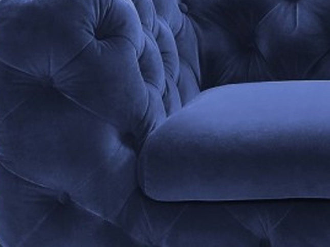 74" Blue And Gold Velvet Loveseat