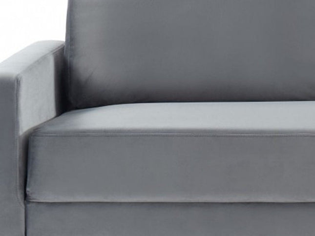 72" Gray Velvet Sofa With Brass Legs