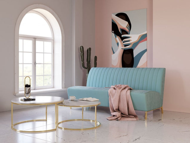 71" Light Gray Velvet Sofa With Gold Legs