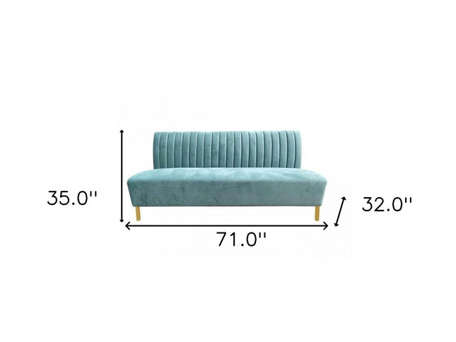 71" Light Gray Velvet Sofa With Gold Legs