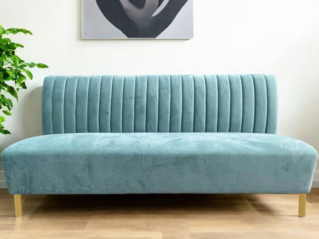 71" Light Gray Velvet Sofa With Gold Legs