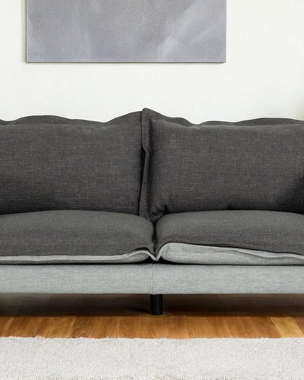 87" Dark Gray Polyester Blend Sofa With Silver Legs