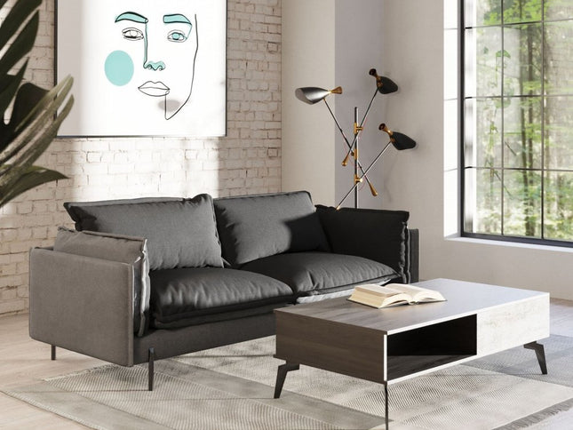 87" Dark Gray Polyester Blend Sofa With Silver Legs