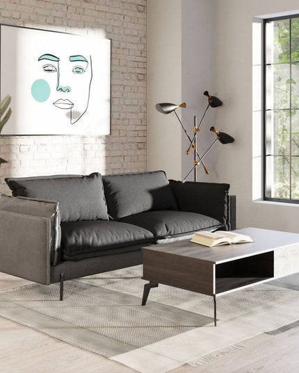 87" Dark Gray Polyester Blend Sofa With Silver Legs