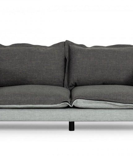 87" Dark Gray Polyester Blend Sofa With Silver Legs